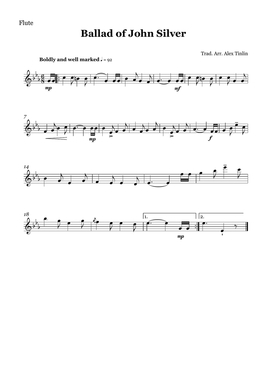 A Ballad of John Silver A Ballad of John Silver Woodwind Quartet scores gallery preview page 4