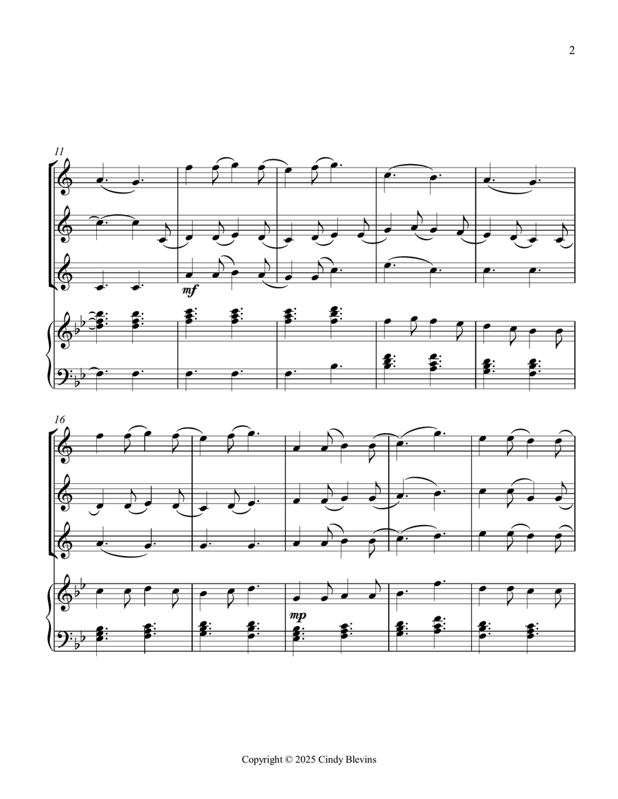 In Dulci Jubilo, for Three Clarinets and Piano Small Ensemble scores gallery preview page 3