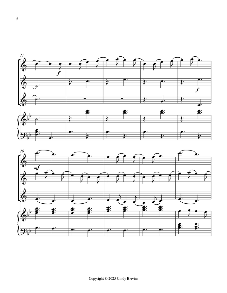 In Dulci Jubilo, for Three Clarinets and Piano Small Ensemble scores gallery preview page 4