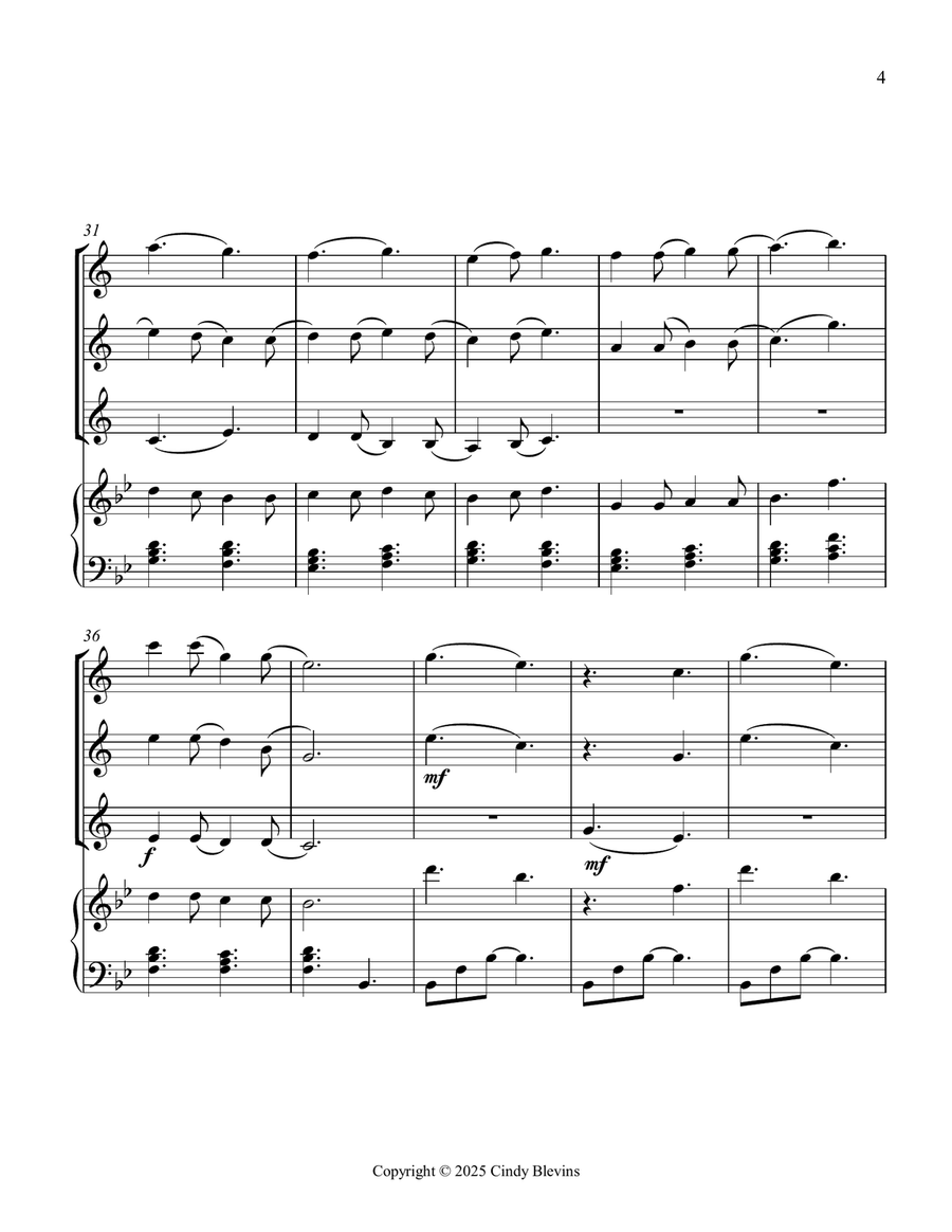 In Dulci Jubilo, for Three Clarinets and Piano Small Ensemble scores gallery preview page 5