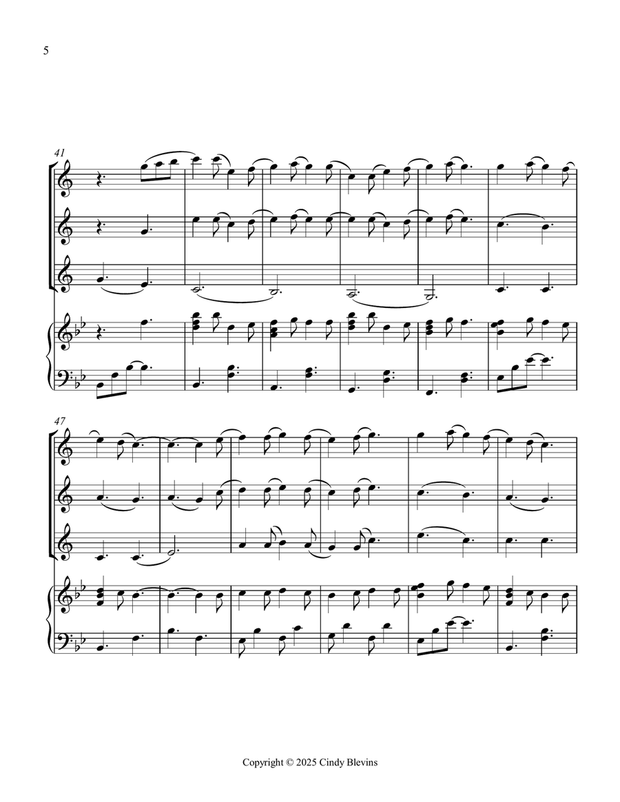 In Dulci Jubilo, for Three Clarinets and Piano Small Ensemble scores gallery preview page 6