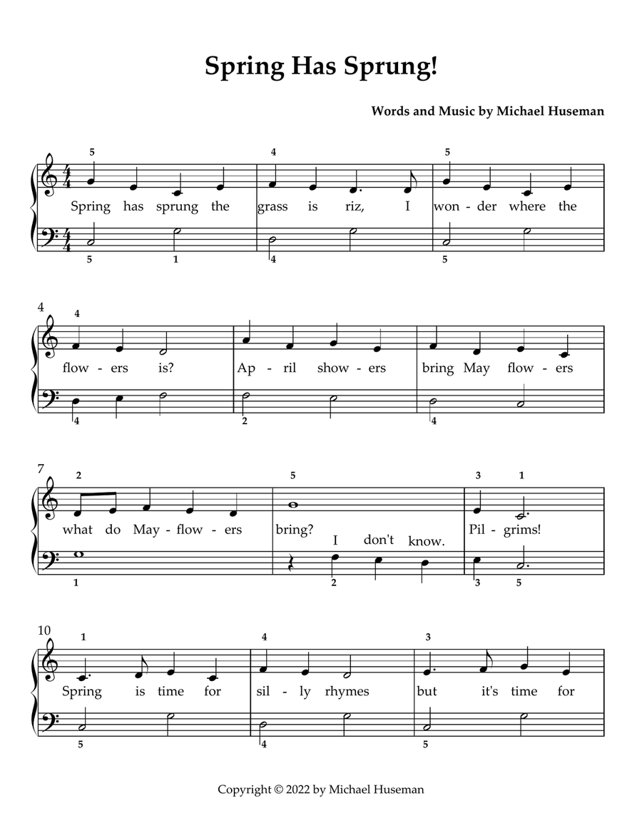 Spring Has Sprung! Spring Has Sprung! Easy Piano scores gallery preview page 1
