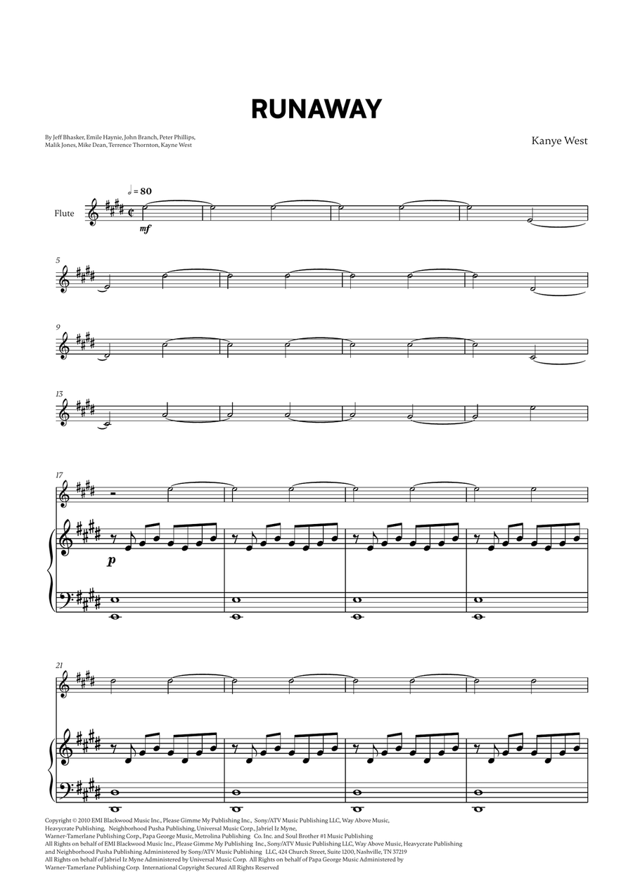 Runaway Runaway Flute Solo scores gallery preview page 1