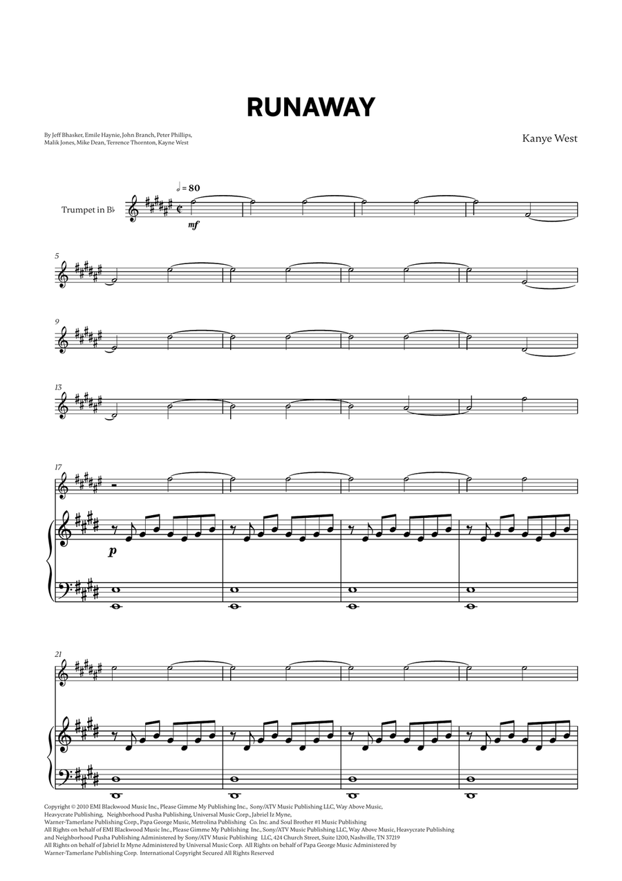 Runaway Runaway Trumpet Solo scores gallery preview page 1
