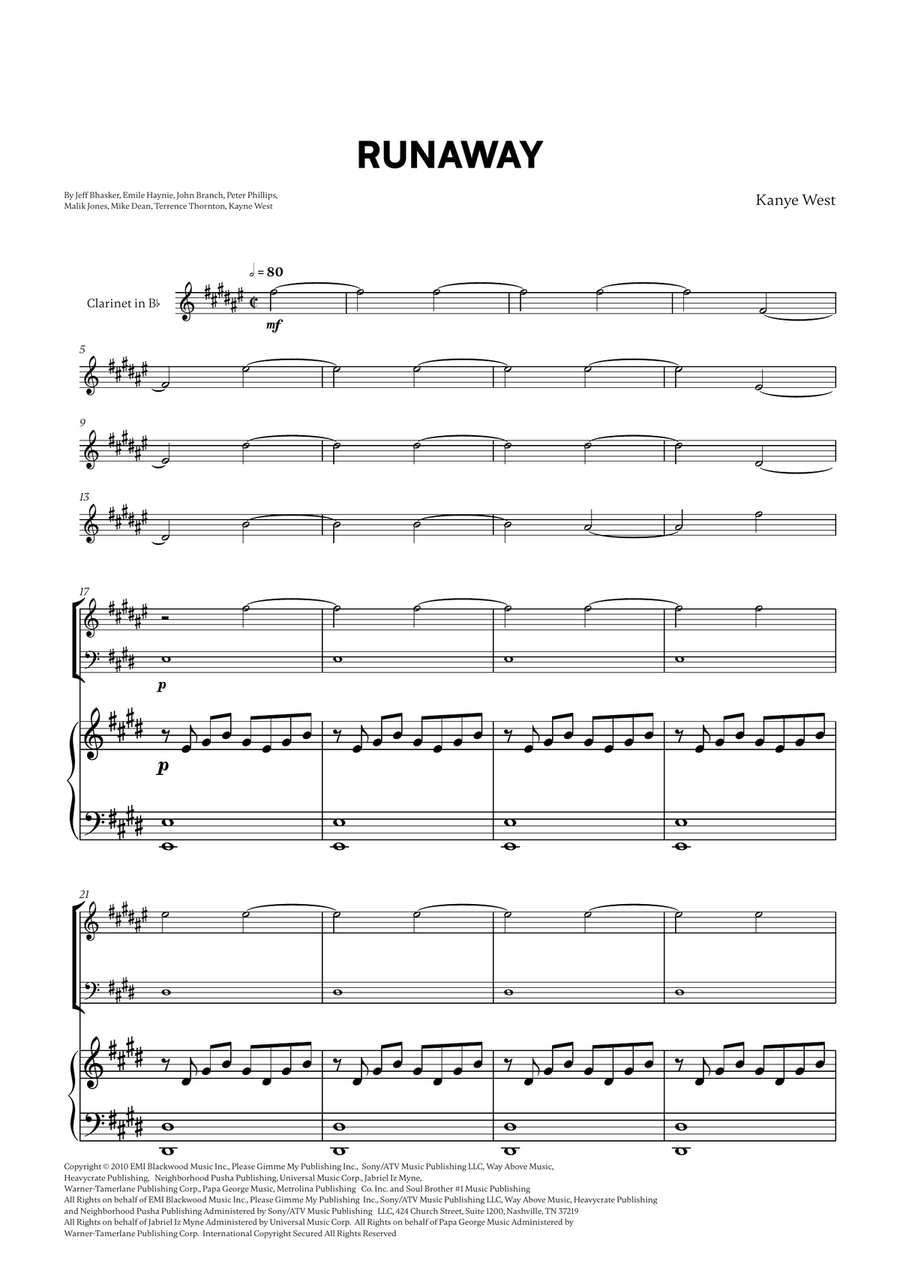 Runaway Runaway B-Flat Clarinet scores gallery preview page 1