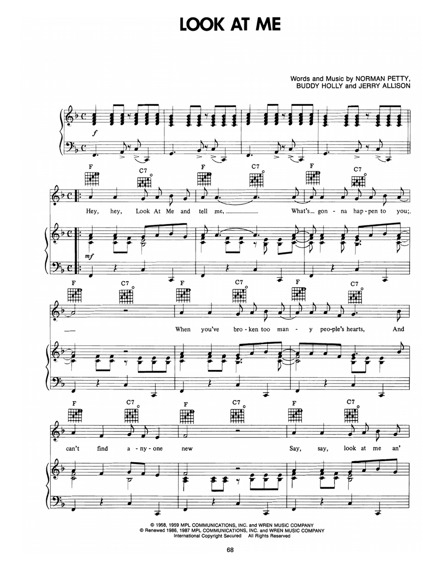 Look At Me Look At Me Piano, Vocal, Guitar scores gallery preview page 1