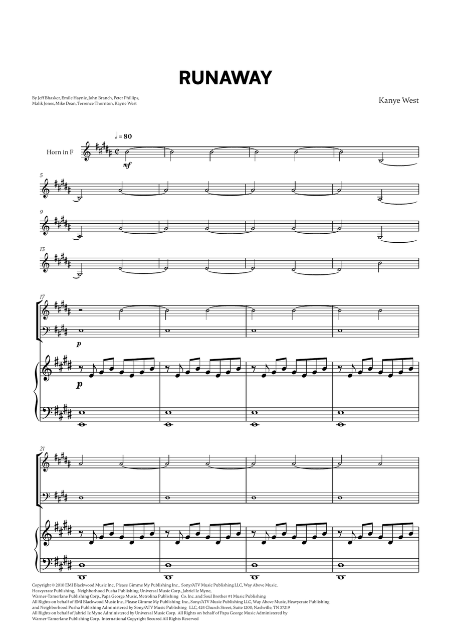 Runaway Runaway Horn scores gallery preview page 1