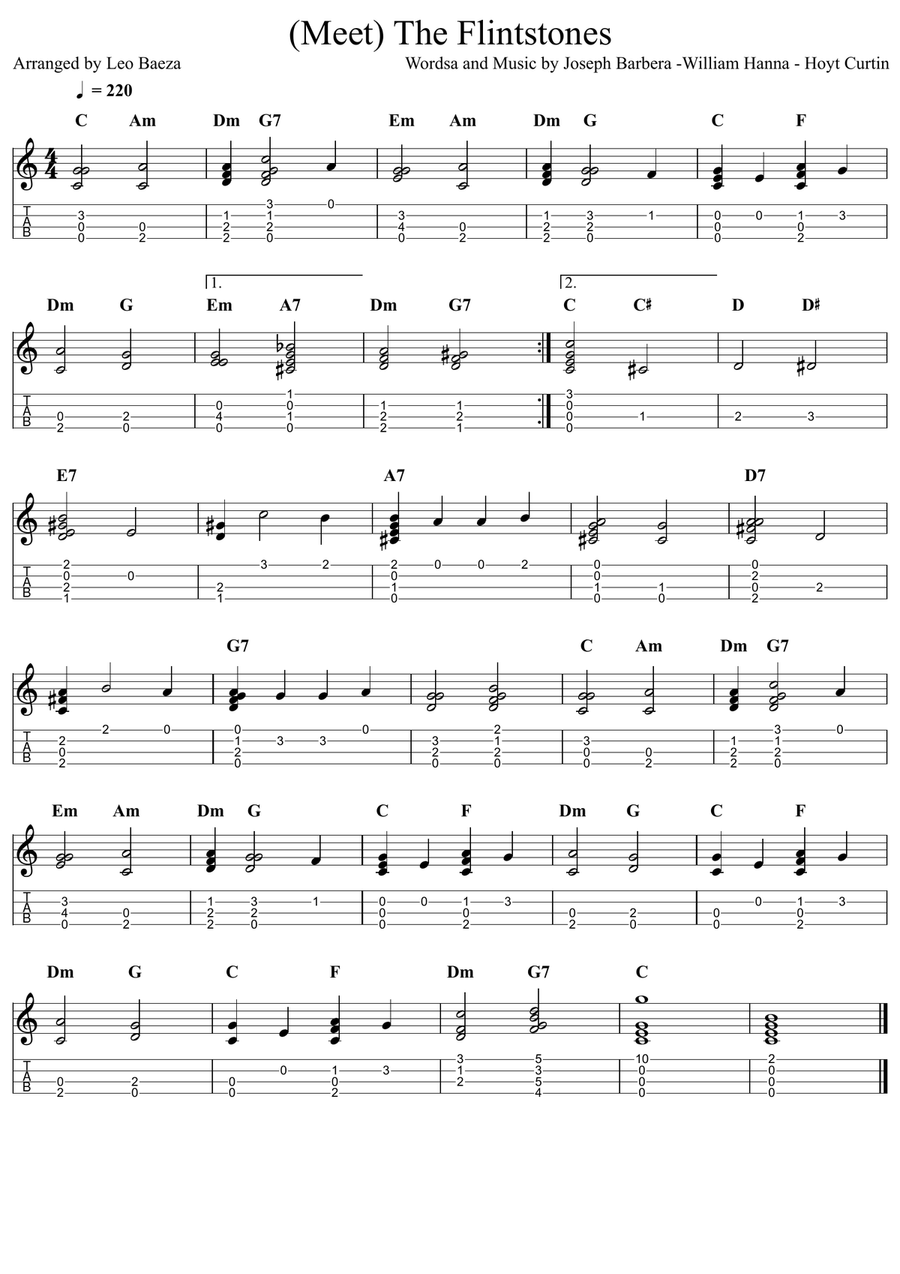 The Flintstones Meet The President Ukulele scores gallery preview page 1