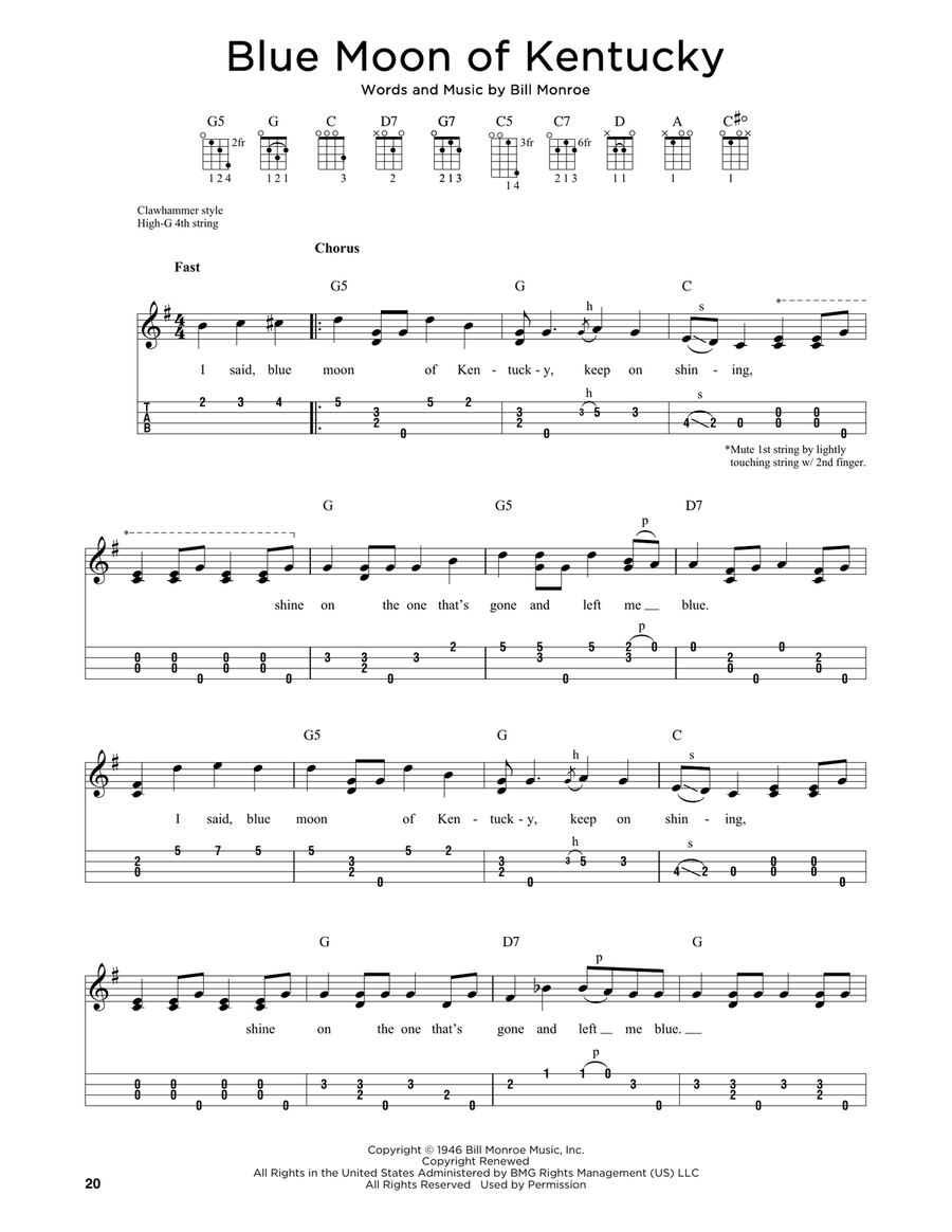 Blue Moon Of Kentucky (arr. Jim Schustedt) Ukulele scores gallery preview page 1
