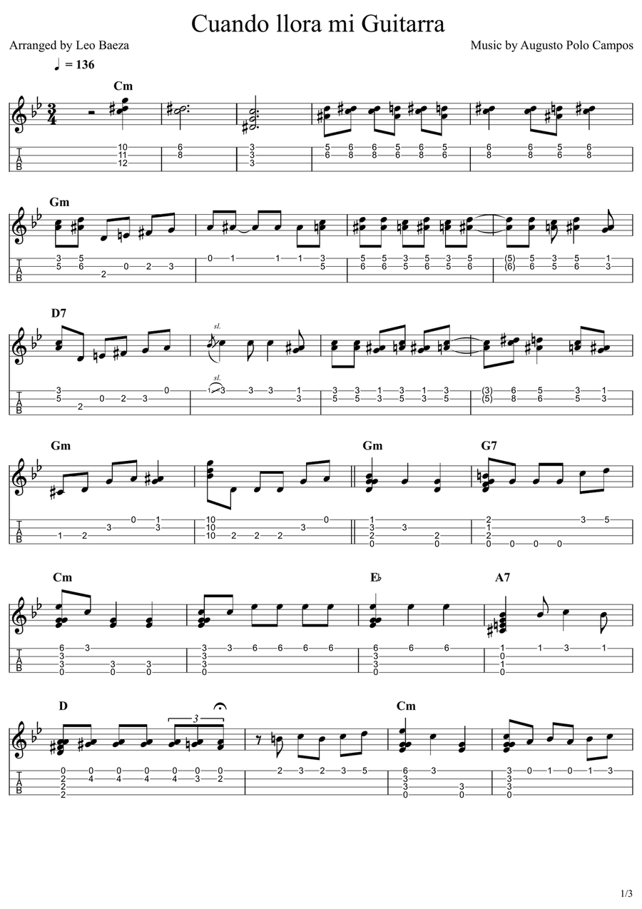 Cuando llora mi guitarra Cuando llora mi guitarra Acoustic Guitar scores gallery preview page 1