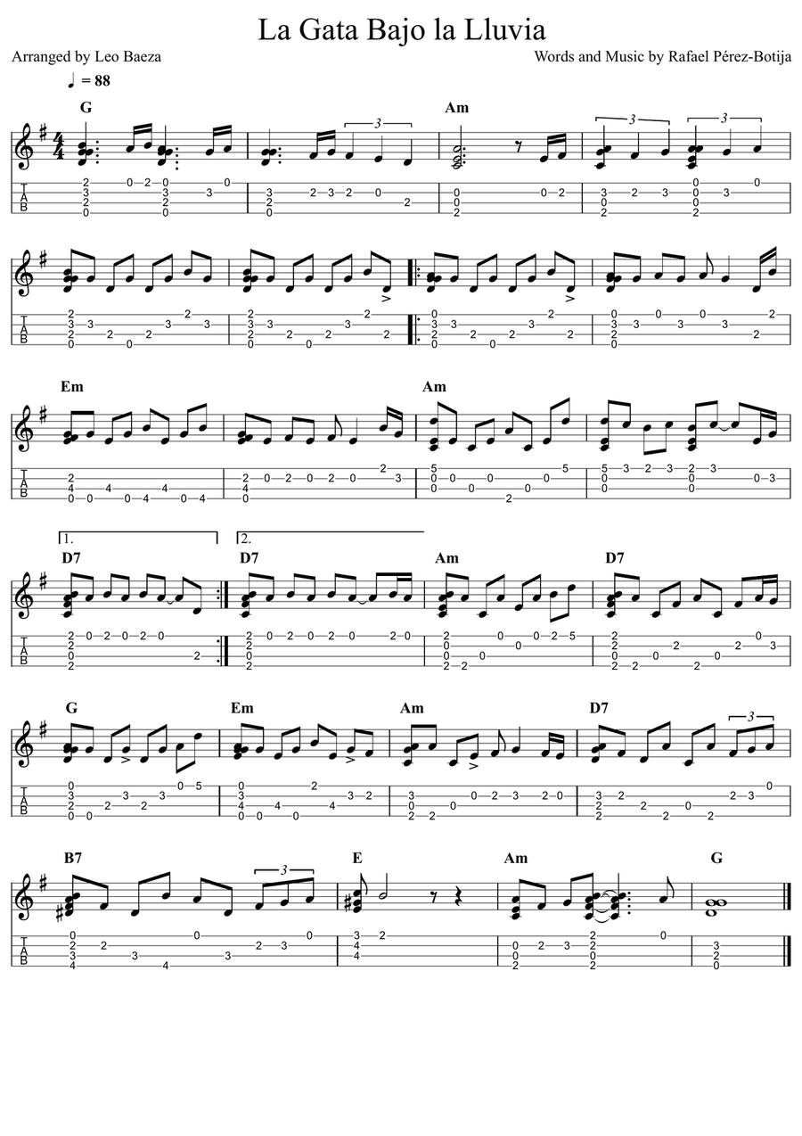 La Gata Bajo la Lluvia La Gata Bajo la Lluvia Ukulele scores gallery preview page 1
