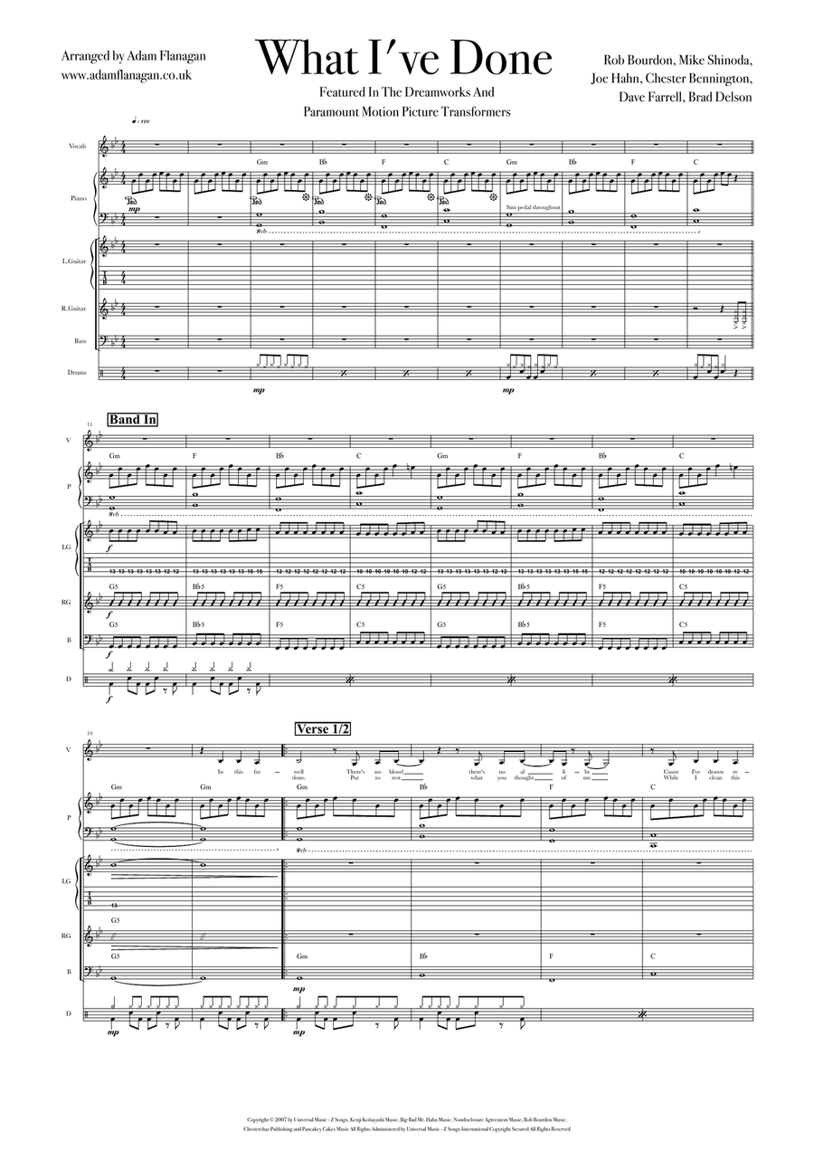What I've Done Cover Band scores gallery preview page 1