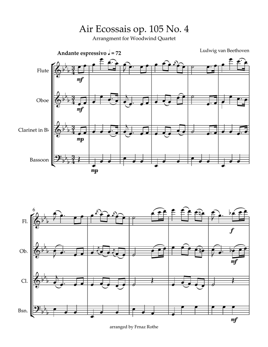 Air Ecossais op. 105 No.4 Woodwind Quartet scores gallery preview page 1