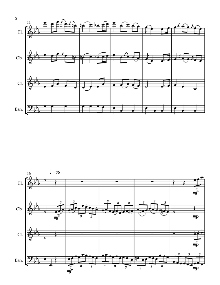 Air Ecossais op. 105 No.4 Woodwind Quartet scores gallery preview page 2