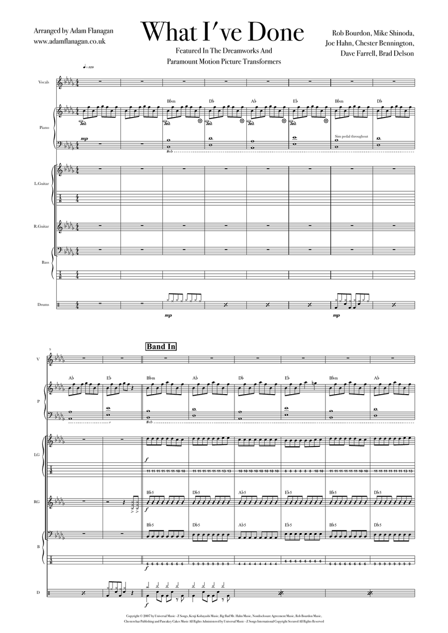 What I've Done Cover Band scores gallery preview page 1
