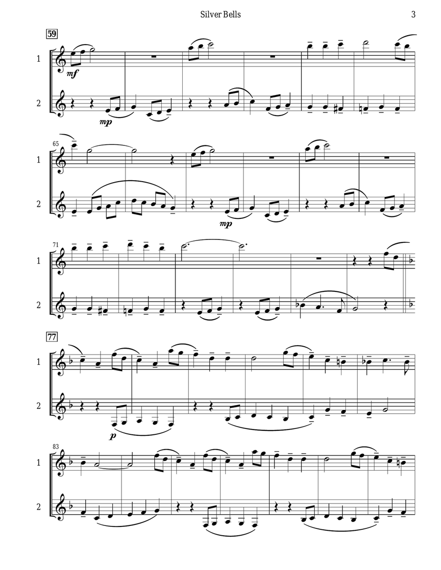 Silver Bells Silver Bells String Duet scores gallery preview page 4