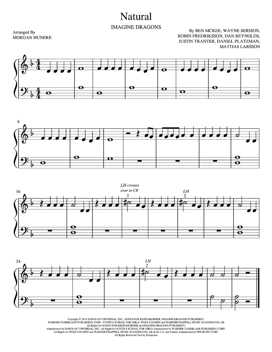 Natural Natural Easy Piano scores gallery preview page 1