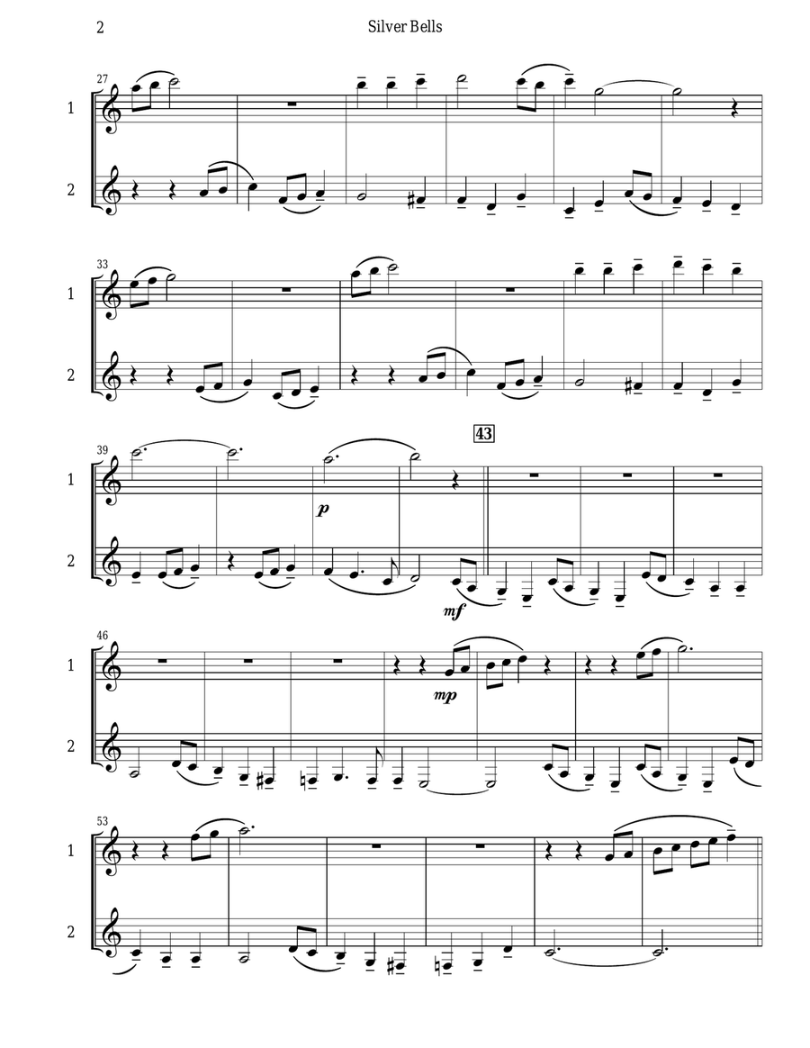 Silver Bells Silver Bells Woodwind Duet scores gallery preview page 3