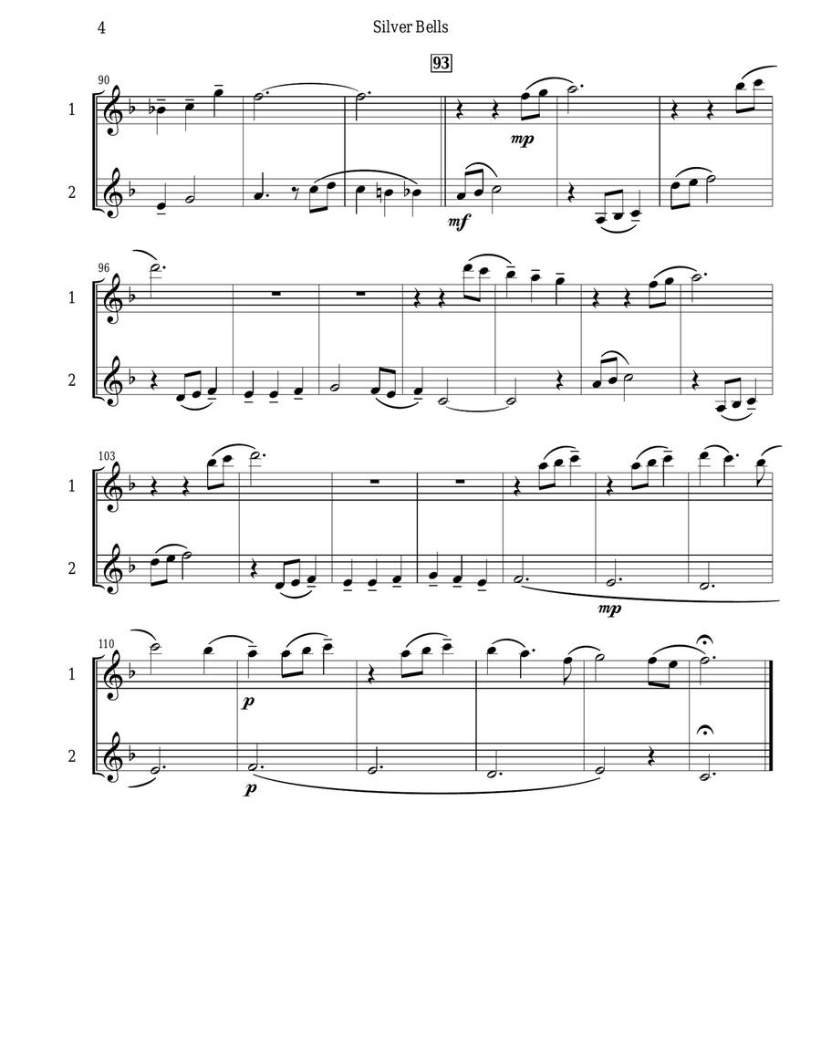 Silver Bells Silver Bells Woodwind Duet scores gallery preview page 5