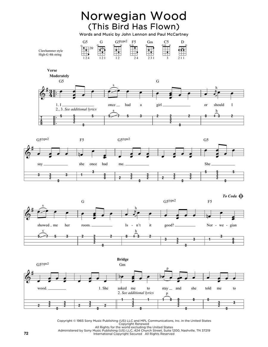 Norwegian Wood (This Bird Has Flown) (arr. Jim Schustedt) Ukulele scores gallery preview page 1