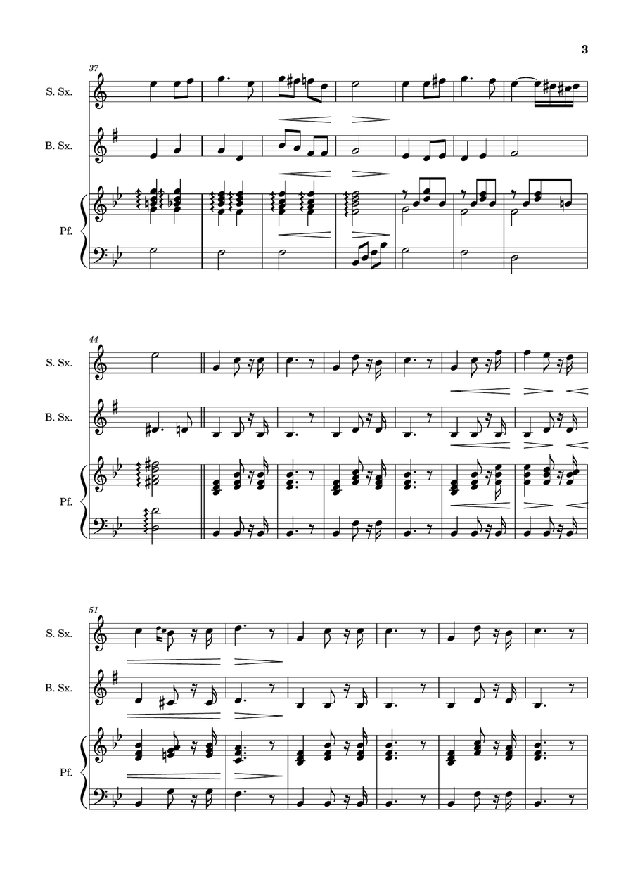 Bridal Chorus. R. Wagner - S. Sax., B. Sax. and Piano. Score and Parts. Woodwind Duet scores gallery preview page 3