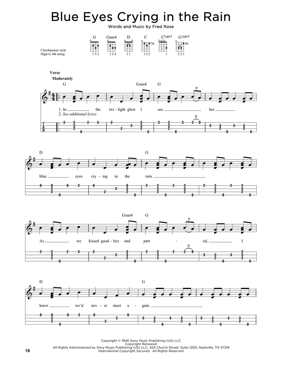 Blue Eyes Crying In The Rain (arr. Jim Schustedt) Ukulele scores gallery preview page 1