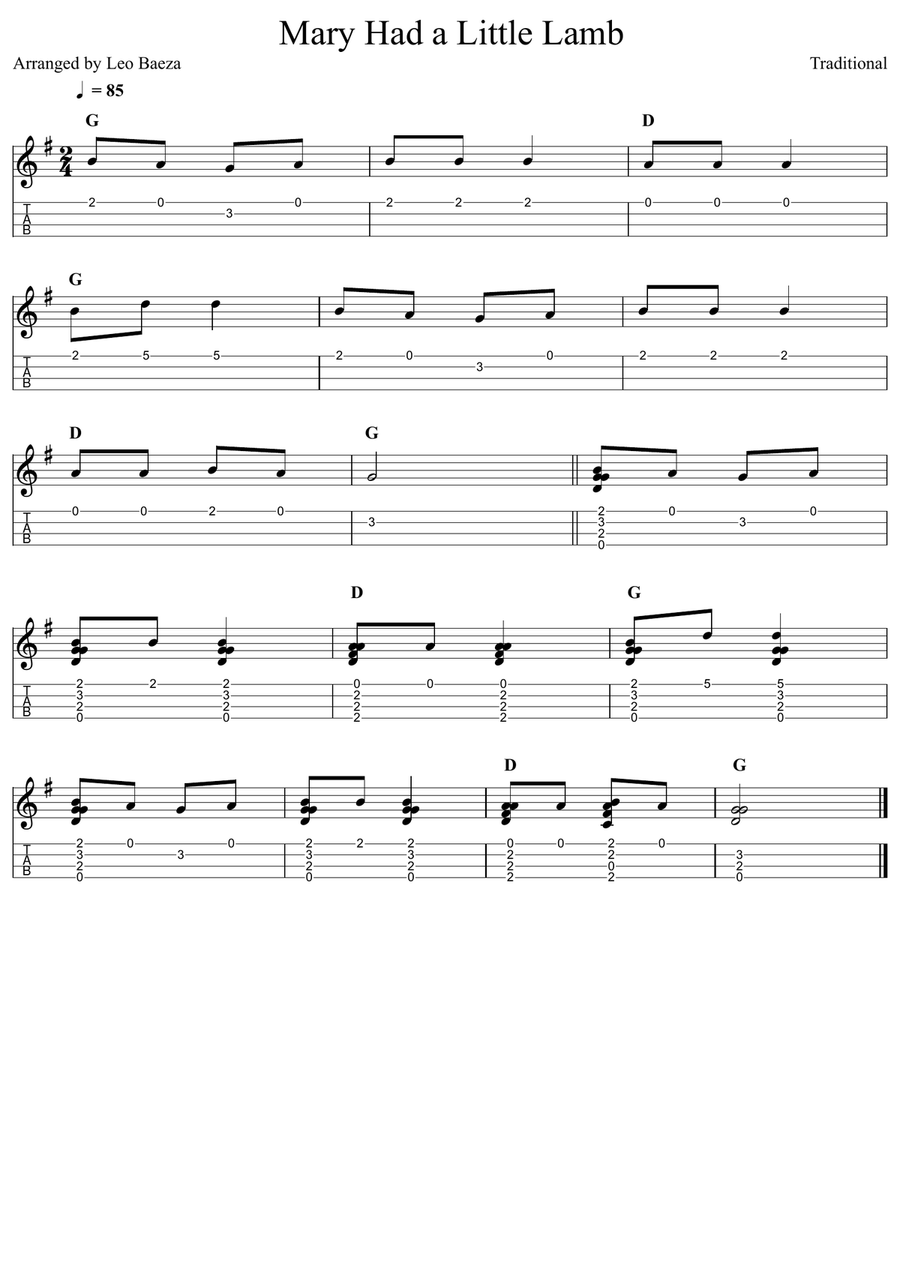 Mary Had a Little Lamb Mary Had a Little Lamb Ukulele scores gallery preview page 1