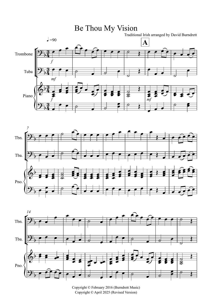 Be Thou My Vision for Trombone and Tuba Duet Brass Duet scores gallery preview page 1