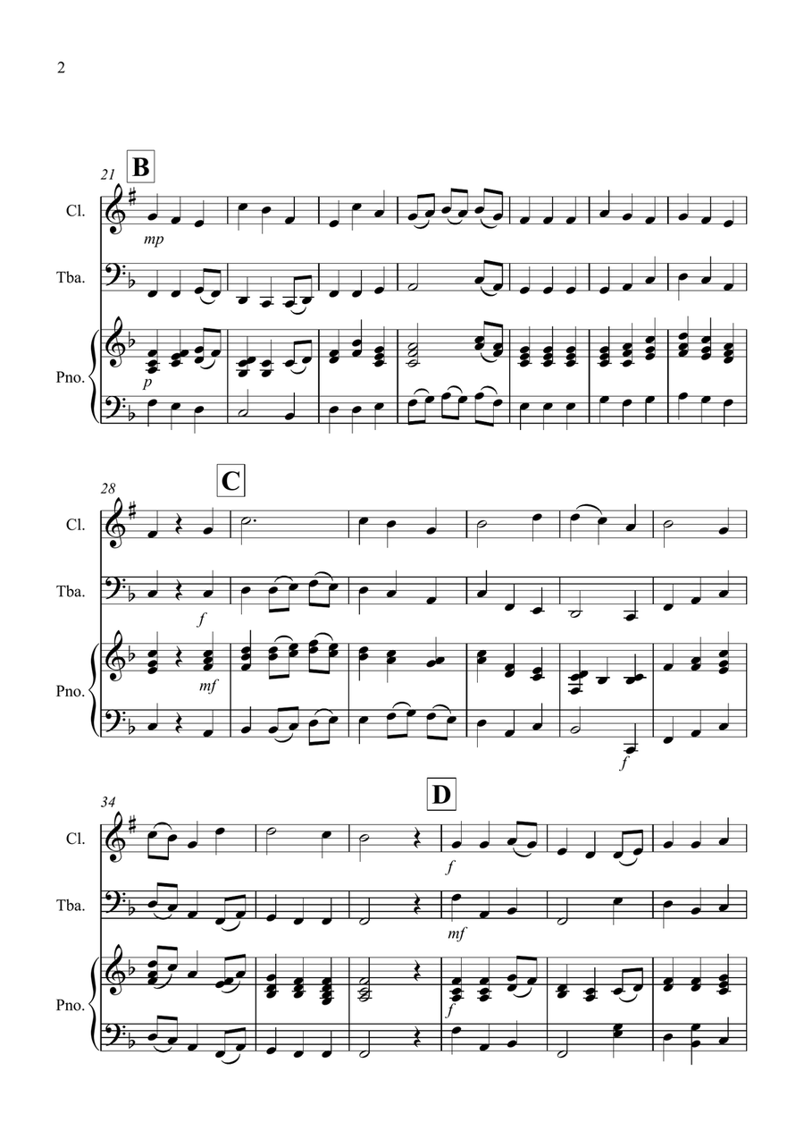 Be Thou My Vision for Clarinet and Tuba Duet B-Flat Clarinet scores gallery preview page 2