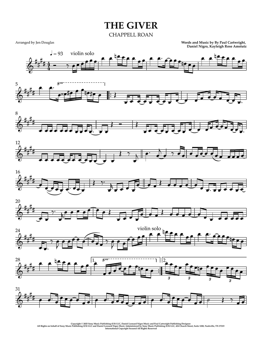 The Giver The Giver Violin Solo scores gallery preview page 1