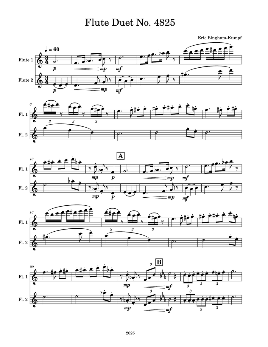 Flute Duet No. 4825 Flute Duet No. 4825 Flute Duet scores gallery preview page 1