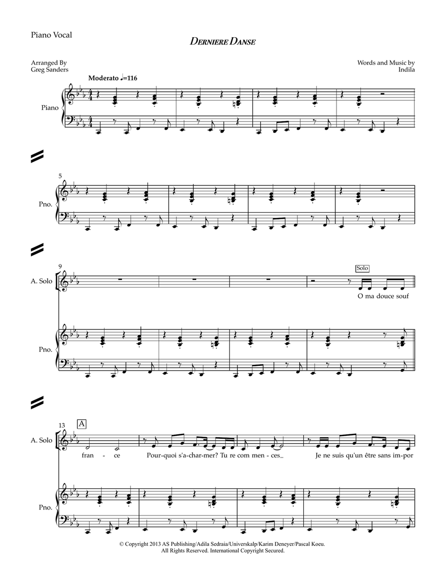 Derniere Danse Derniere Danse Divisi scores gallery preview page 1