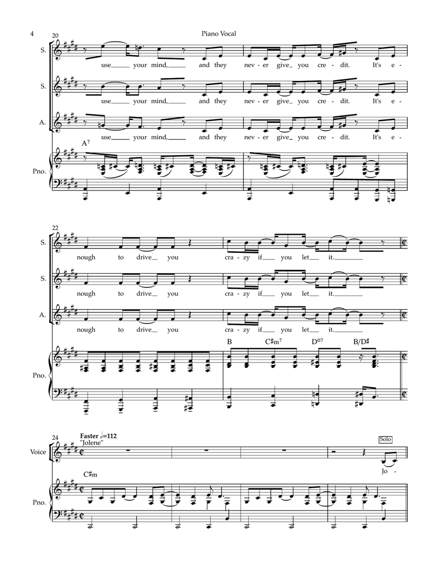 Medley: Jolene with Baby I'm Burning and 9 To 5 Finale SSA scores gallery preview page 4