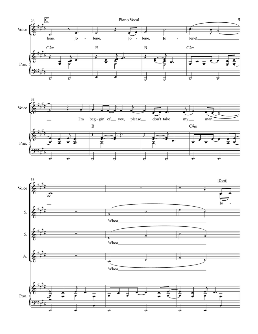 Medley: Jolene with Baby I'm Burning and 9 To 5 Finale SSA scores gallery preview page 5