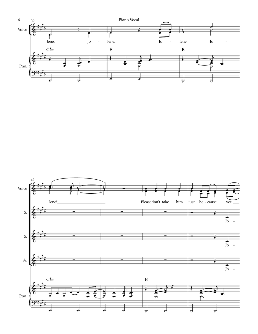 Medley: Jolene with Baby I'm Burning and 9 To 5 Finale SSA scores gallery preview page 6
