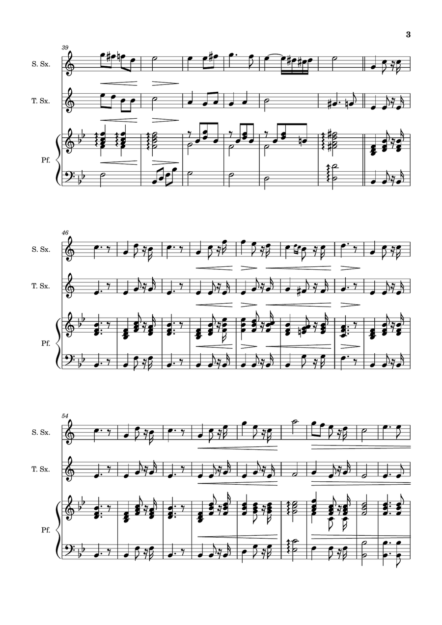 Bridal Chorus. R. Wagner - S. Sax., T. Sax. and Piano. Score and Parts. Woodwind Duet scores gallery preview page 3