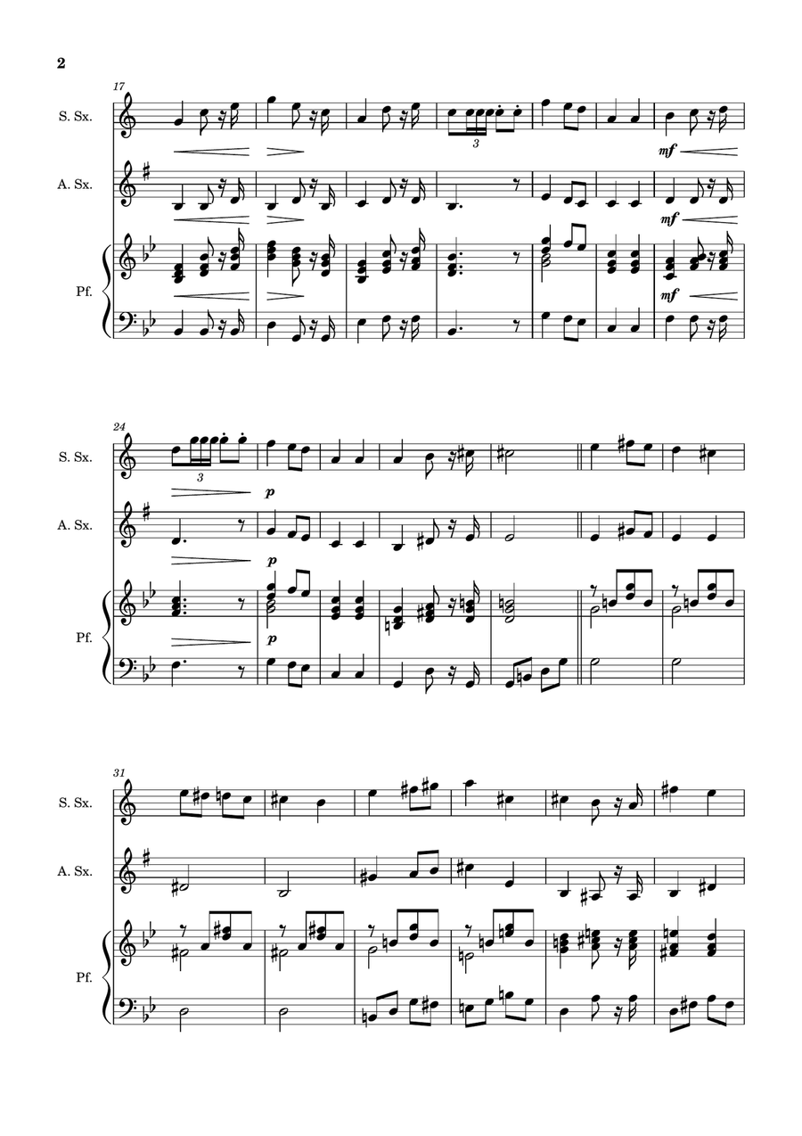 Bridal Chorus. R. Wagner - S. Sax., A. Sax. and Piano. Score and Parts. Woodwind Duet scores gallery preview page 2