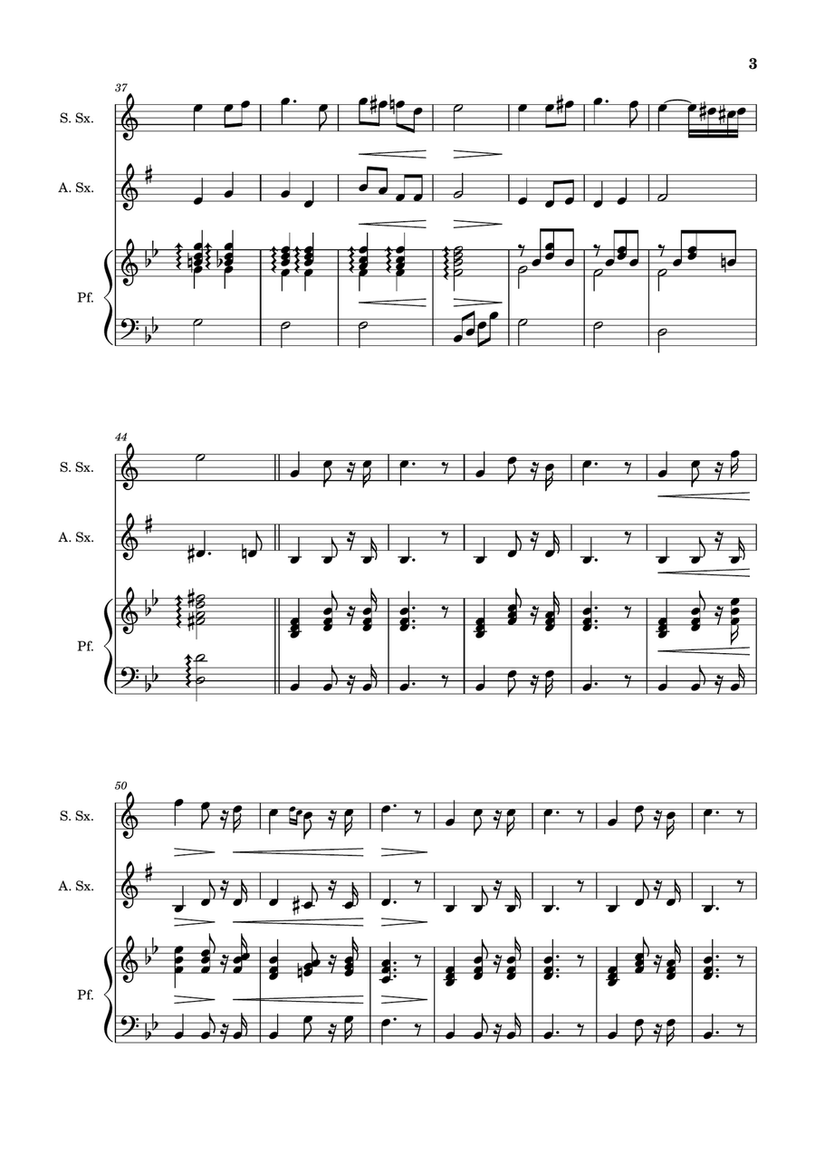 Bridal Chorus. R. Wagner - S. Sax., A. Sax. and Piano. Score and Parts. Woodwind Duet scores gallery preview page 3