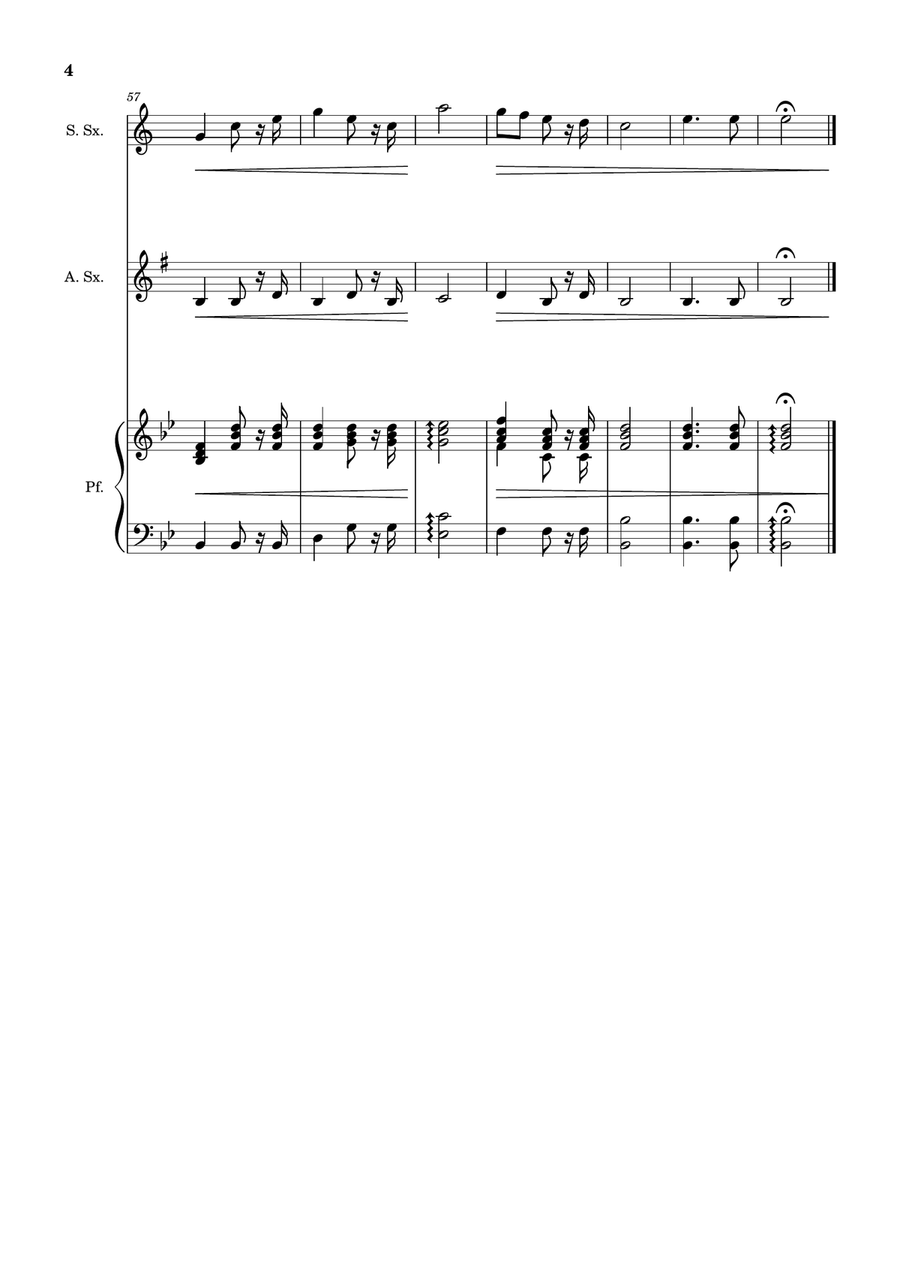 Bridal Chorus. R. Wagner - S. Sax., A. Sax. and Piano. Score and Parts. Woodwind Duet scores gallery preview page 4