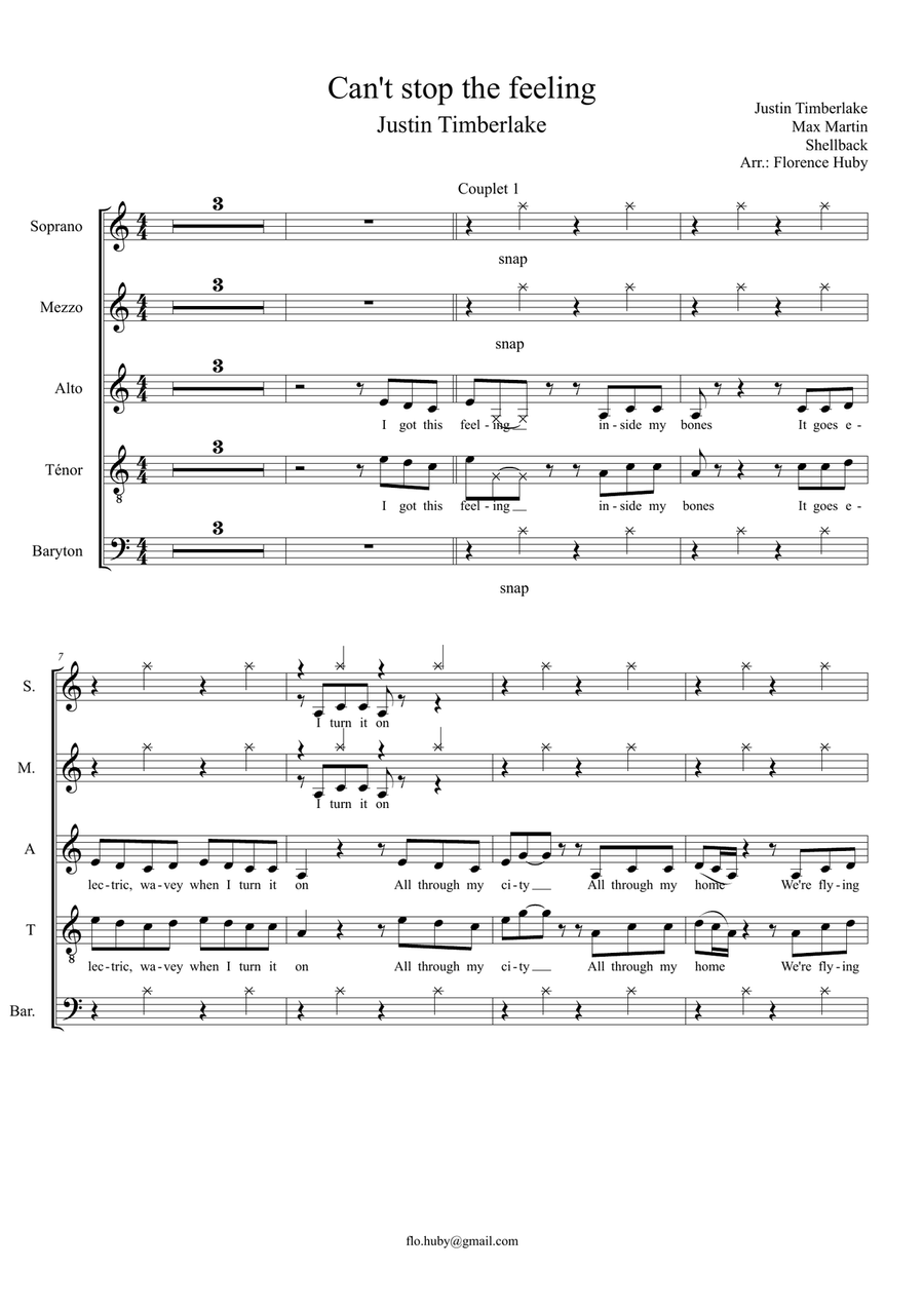 Can't Stop The Feeling! Can't Stop The Feeling! Choir scores gallery preview page 1