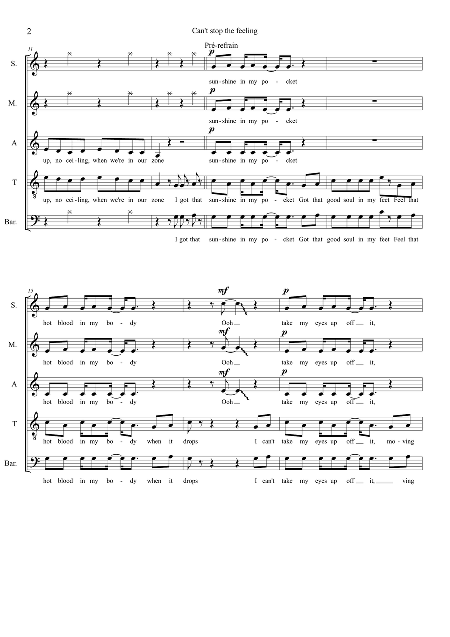 Can't Stop The Feeling! Can't Stop The Feeling! Choir scores gallery preview page 2