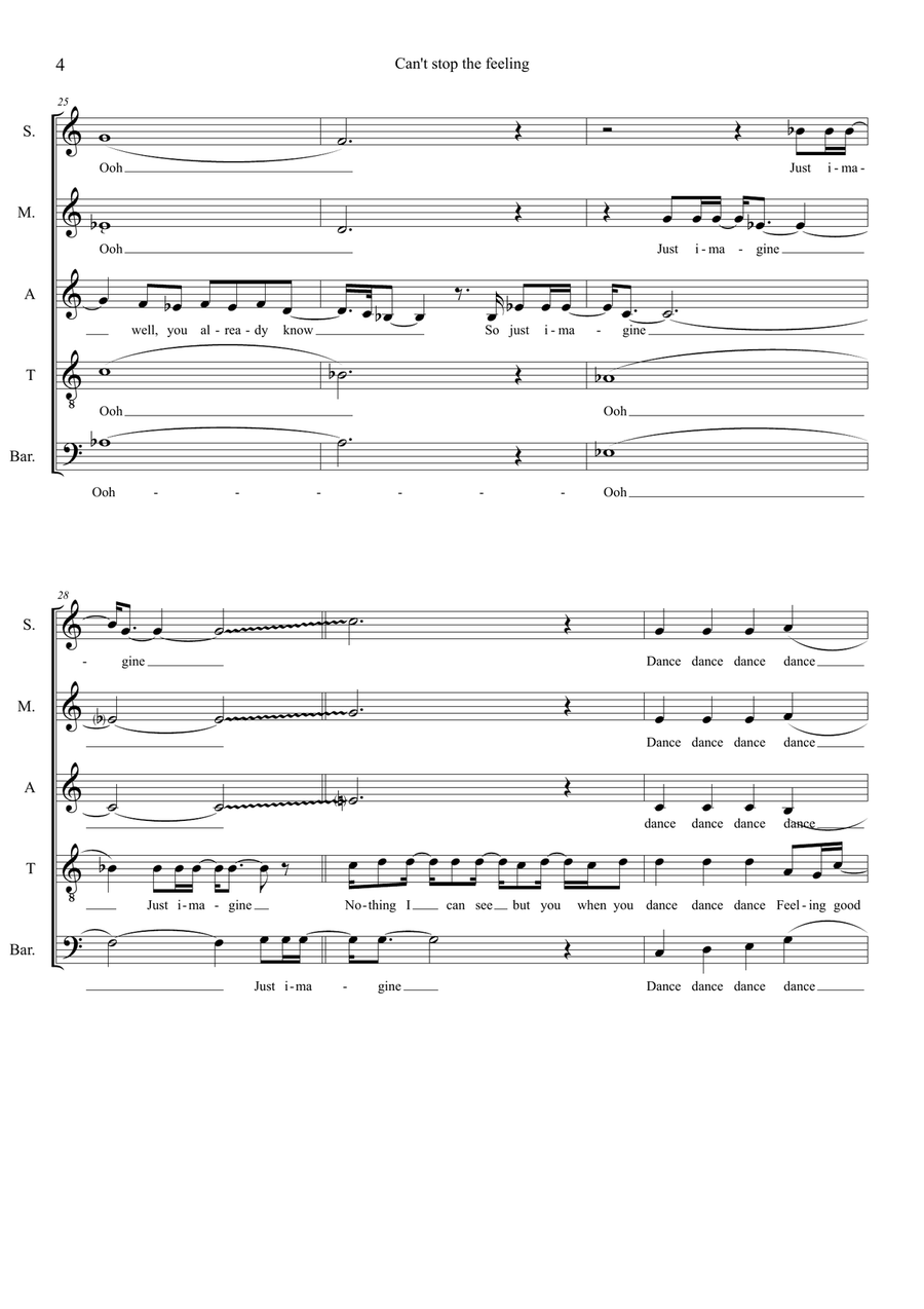 Can't Stop The Feeling! Can't Stop The Feeling! Choir scores gallery preview page 4