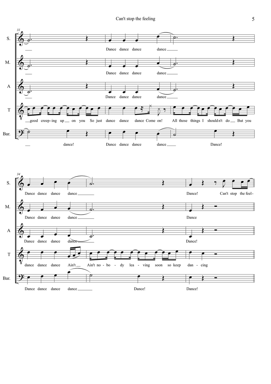 Can't Stop The Feeling! Can't Stop The Feeling! Choir scores gallery preview page 5