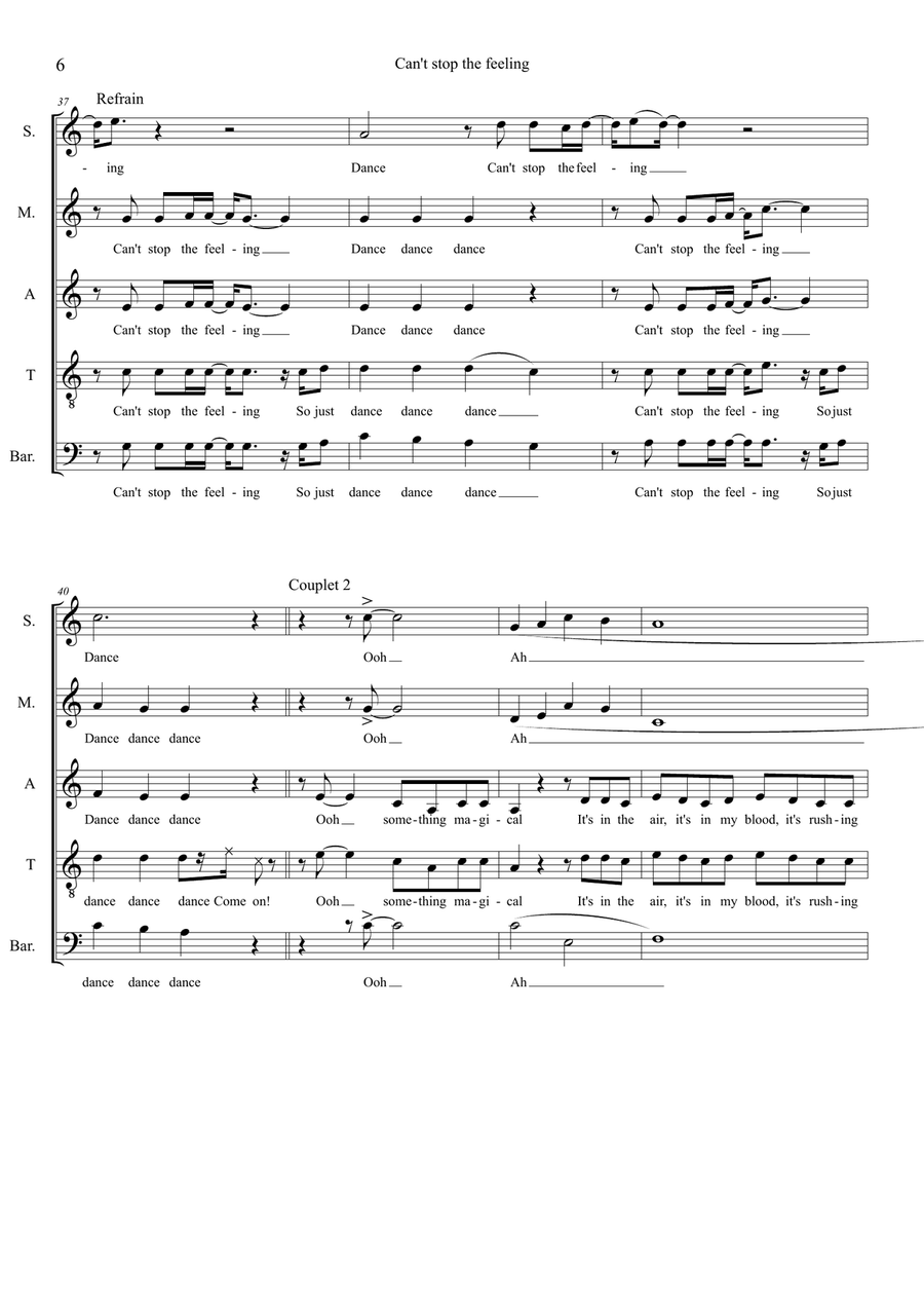 Can't Stop The Feeling! Can't Stop The Feeling! Choir scores gallery preview page 6