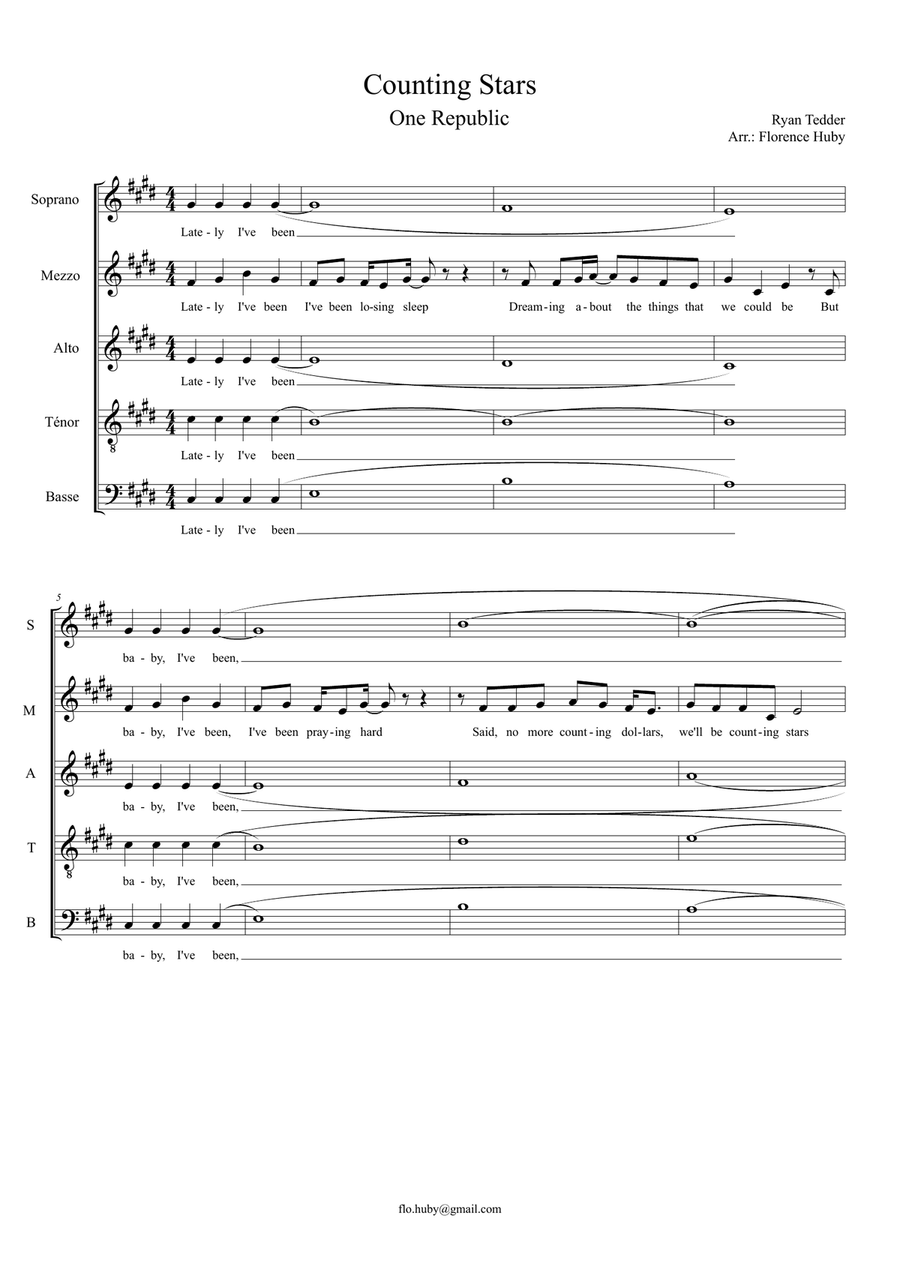 Counting Stars Counting Stars Choir scores gallery preview page 1