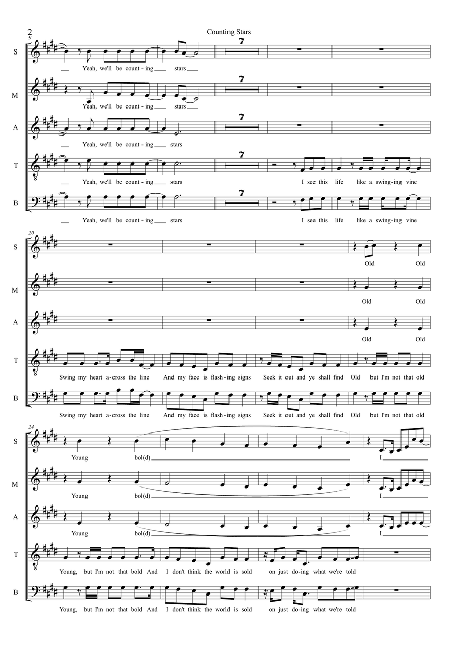 Counting Stars Counting Stars Choir scores gallery preview page 2