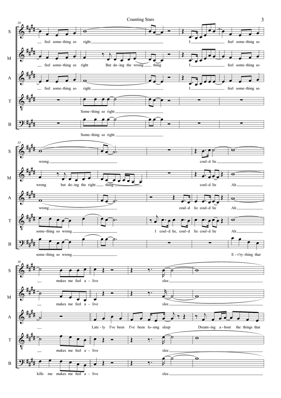 Counting Stars Counting Stars Choir scores gallery preview page 3