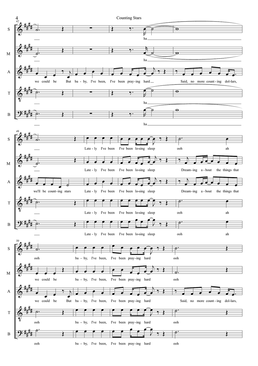 Counting Stars Counting Stars Choir scores gallery preview page 4