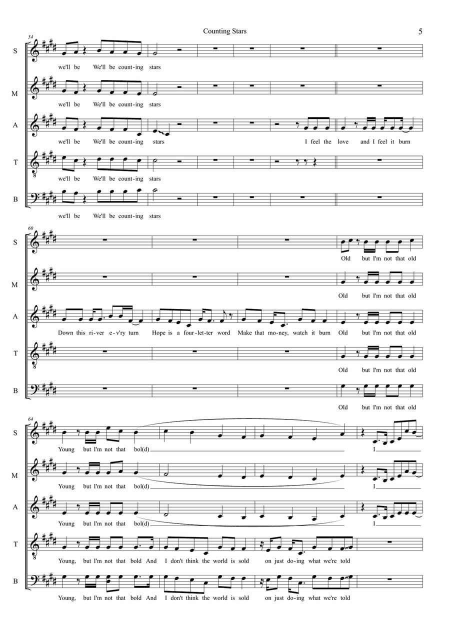 Counting Stars Counting Stars Choir scores gallery preview page 5