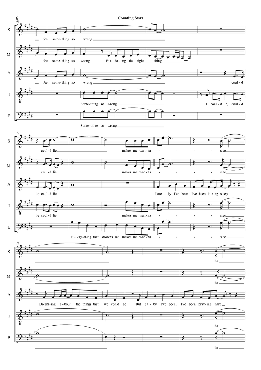 Counting Stars Counting Stars Choir scores gallery preview page 6